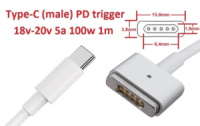 Переходник для блока питания MagSafe 2 (for Apple) 20v 4.25a 85w 1.7m з USB Type-C (male) Power Delivery PD тригер (A class) 1 день гар.