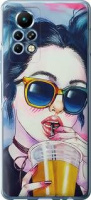 Чохол на телефон Infinix (Всі моделі) Силіконовий Глянсовий Art Girl з окулярами