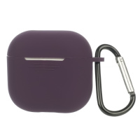 Чехол силиконовый с карабином для Apple AirPods 4 цвет  16 темно-фиолетовый