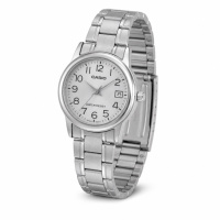 Жіночий годинник Casio LTP-V002D-7BU — класична модель зі сріблястим циферблатом та браслетом