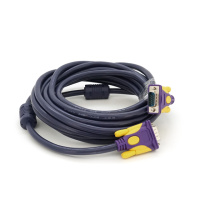 Кабель Merlion VGA 3+4 with shielding, 5m, male to male (папа-папа), 2 феррита,  purple/blue, Пакет Q100