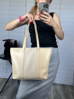 Формат А4. Беж – добре тримає форму – велика, стильна та містка сумка з кроко принтом (0503-3)