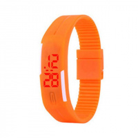 Оригинальные силиконовые LED часы-браслет Оранжевый