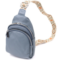 Универсальная женская сумка-слинг из натуральной кожи Vintage 22937 Синий