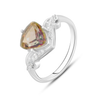 Серебряное кольцо CatalogSilver с цитрином nano 2.98ct, фианитами, вес изделия 2,31 гр (2123163) 18 размер