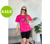 Жіночий комплект з футболкою та велосипедками рубчик «Dynamic» оптом | Норма і батал | Розпродаж моделі