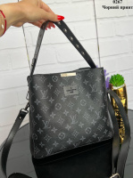 Три відділення. Чорна-сірі літери - шикарна та зручна сумка з двома знімними ременями в комплекті (0267)