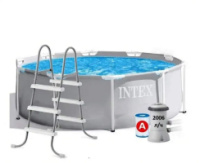 Intex 26706ND-4 New (26706) 305×99 см круглий каркасний басейн Prism Frame Pool сірий з фільтр насосом та сходами