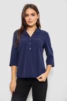 Блуза однотонна, колір синій, 230R96-1