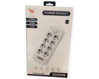 Подовжувач електричний Тк-11 (8×220В+4×USB+1×Type-C) Білий 5m
