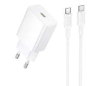 Мережевий зарядний пристрій BOROFONE BA112A Star single port PD20W charger set(C to C) White (6941991127625)