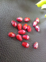 Хрустальные бусины «капля» Размер-  4*6 мм. Цвет - красный матовый с переливом. Цена указана за 1 шт