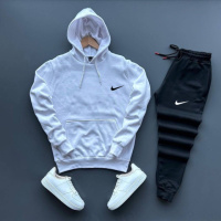 Весняний костюм  nike худі біле + штани чорні