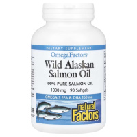 Жир дикого аляскинського лосося, 1000 мг, OmegaFactors, Wild Alaskan Salmon Oil, Natural Factors, 90 гелевих капсул