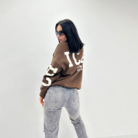 Жіночий утеплений батник «Noise» оптом | Батал | Розпродаж моделі Шоколадний, 50-52