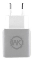 ЗУ сетевое евровилка Blanc WP-U11 2USB 2.1A кабель microUSB White WK 340053