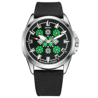 Чоловічий годинник Awarder 041 Embroidery Silver-Green Black Battery 10ATM з сапфіровим склом
