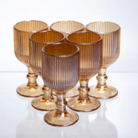 Набір чарок для міцних напоїв 6 штук по 50 мл ребристих із товстого скла коричневий HP-19-221