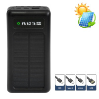 Портативная зарядка UKC Solar Energy PowerBank 8412 20000mAh повербанк на солнечной батарее Черный