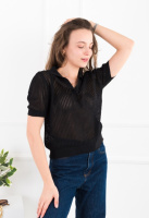 Жіноче чорне напівпрозоре поло