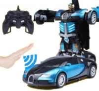 Машинка радиоуправляемая трансформер Robot Car Bugatti Size12 СИНЯЯ |Робот-трансформер на радиоуправлении 1:12