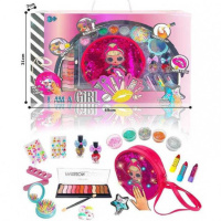 Набір косметики для дівчинки зі світською сумкою в стилі ляльки ЛОЛ тіні, помади, лаки для нігтів, стрази