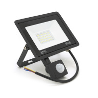 Прожектор LED c датчиком движения Ritar ZB-PGGY-30W, 30W, SMD2835, IP65, 2400Lm, 6500K (100%),  Ra>70, 141*126*40mm, Black