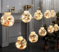 Гирлянда штора 3м шары с наполнением теплый - белый