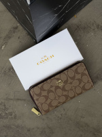 Гаманець Coach великий напис персиковий