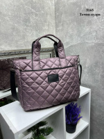 АКЦІЯ! Темна пудра - стьобана плащівка - велика та вмістка сумка на блискавці (5165)