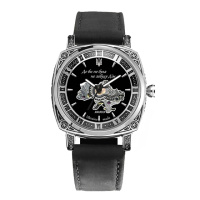 Жіночий механічний годинник Awarder 021-3D Де би не була Silver-Black-Black Leather з автопідзаводом