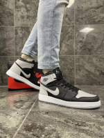 Кроссовки Nike Air Jordan 1 (серые, серый знак)