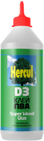 Клей ПВА водостійкий PVA D3 (пластикова пляшка/500 гр) / HERCUL