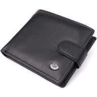 Класичний чоловічий гаманець горизонтального формату із натуральної шкіри 723094 Чорний