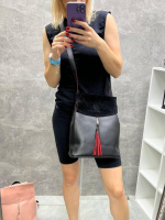 Чорний з червоним краєм - стильний вмісткий рюкзак Lady Bags, можна носити сумкою через плече (2545-1)