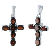 Серебряный крестик CatalogSilver с гранатом (1966648)
