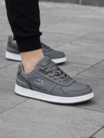 Демісезонні кросівки Lacoste натуральна шкіра + текстиль колір сірий, білий