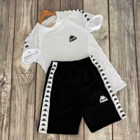 Комплект Kappa шорти та футболка lampas білий з чорним