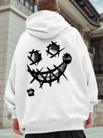 Біле чоловіче стильне оверсайз худі з трендовим дизайном