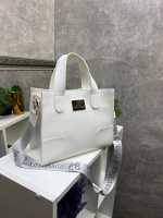 Біла - стильна сумка високої якості - гарно тримає форму - у стилі Totе Bag (0551)