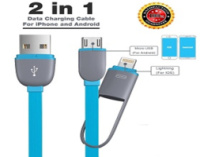 Кабель USB 2 в 1 microUSB/IPHONE з овальним з кришкою