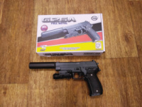 Игрушечный пистолет страйкбольный Galaxy G 26 А Sig Sauer 226 Сиг Сауэр 226 с глушителем