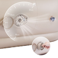 Матрац кемпінговий надувний двомісний Naturehike CNK2300DZ020, 180x132x60 см, бежевий із вбудованим насосом для надування