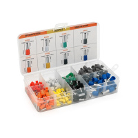 Набор клемм/наконечников 300шт(E0508r+w-50/2 E2508bl-30,E1008g-40,E1508o-40,E4009gr-40,E7508y-40,E6012b-20)в боксе