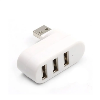 USB-хаб 2.0 адаптер обертовий високошвидкісний U-диск читач USB спліттер 3 порти USB 2.0 трійник розгалуджувач для ПК, ноутбука, U Білий