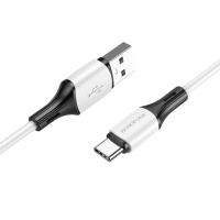 Кабель BOROFONE BX79 USB to Type-C 3A, 1m, silicone, silicone connectors, White (6974443384796)