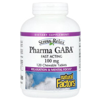 GABA (Гама-Аміномасляна Кислота), 100 мг, Stress Relax, Pharma GABA, Natural Factors, 120 жувальних таблеток