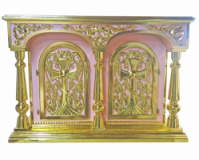 Жертовник п'ятиколонний № 913, рожевий з позолотою