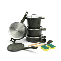 Набор посуды UAKEEN VK-6, 12 предметов из литого алюминия. Зелёный (VK-6 green)