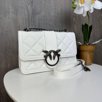 Женская мини сумочка клатч в стиле Пинко с птичками, маленькая сумка на цепочке Pinko Белый